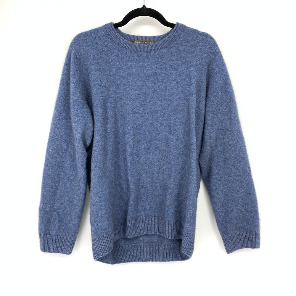 Noble Wilde Crew Neck Pullover Sweater Mens Sz M Blue Possum Fur Wool Blend